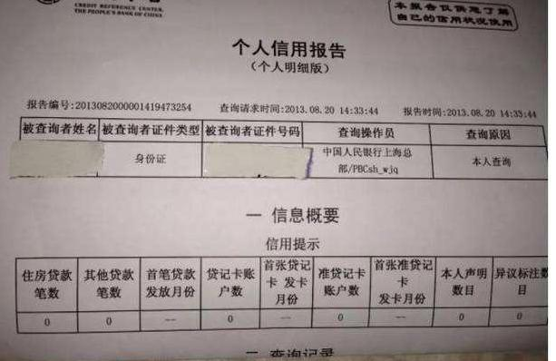 个人征信报告样本